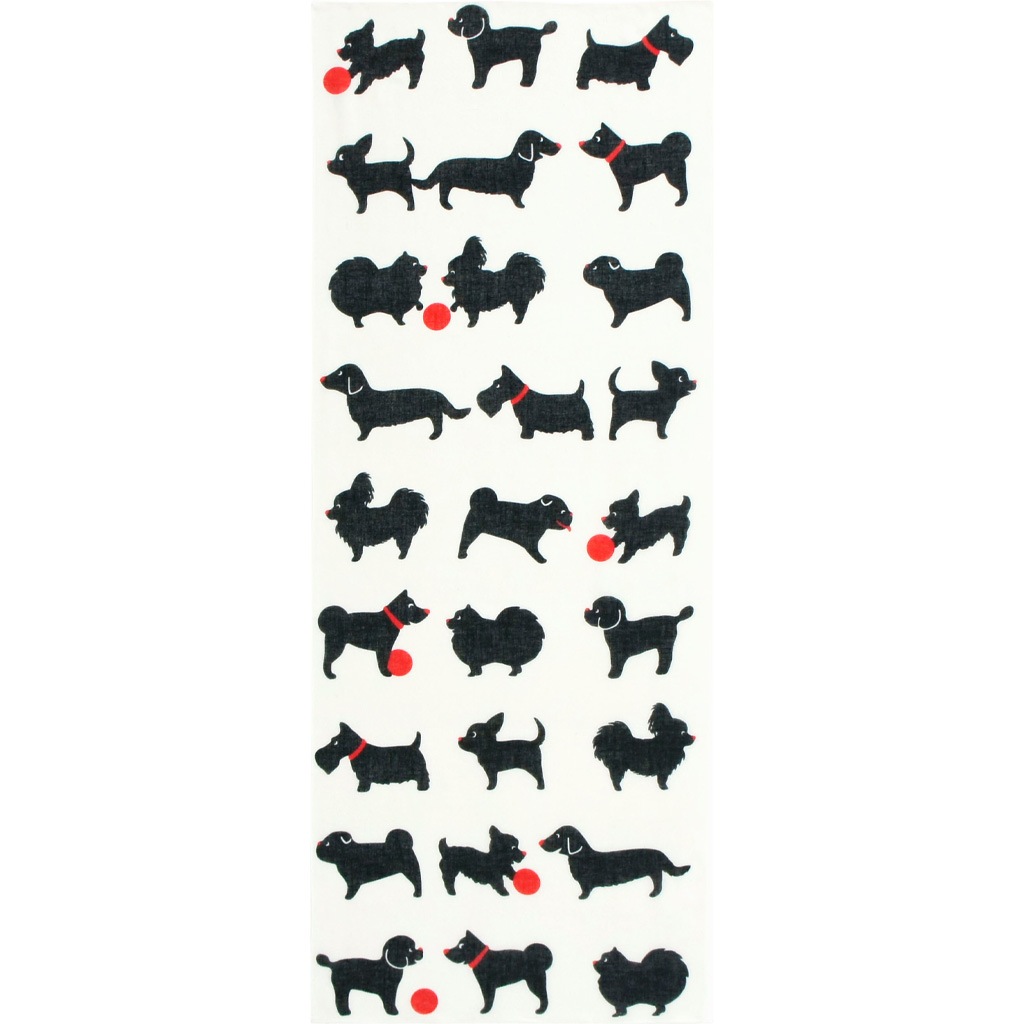 ガーゼ90㎝ 「Dogs」（オフ/レッド）