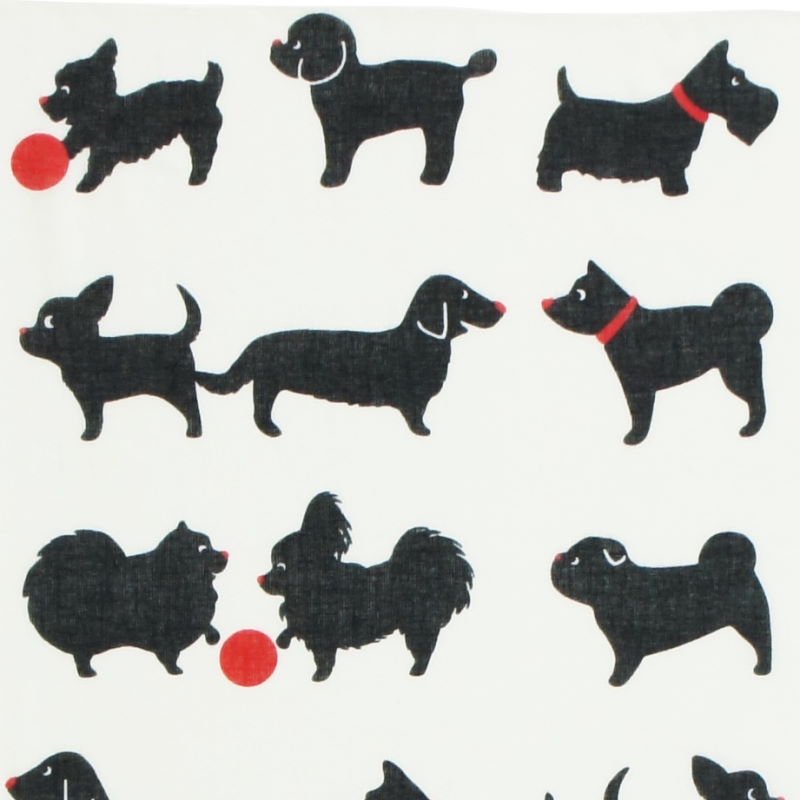 ガーゼ90㎝ 「Dogs」（オフ/レッド）