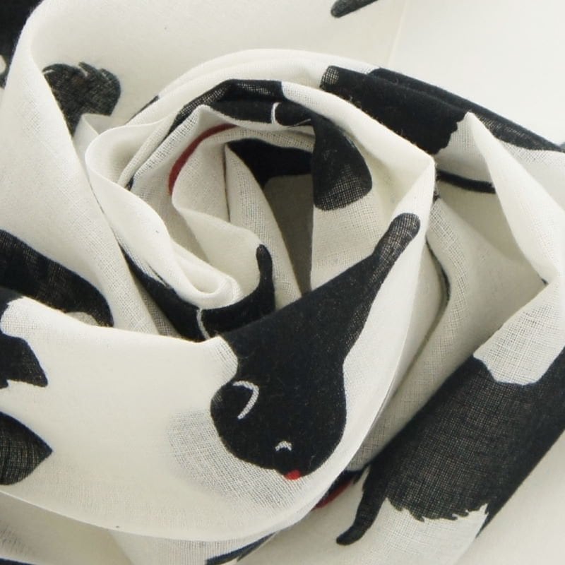 ガーゼ90㎝ 「Dogs」（オフ/レッド）