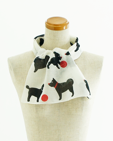 ガーゼ90㎝ 「Dogs」（オフ/レッド）