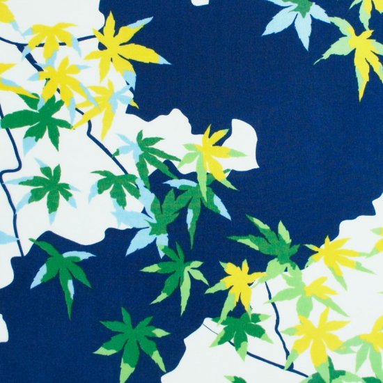 手ぬぐい総柄90cm「楓」（ネイビー/グリーン）