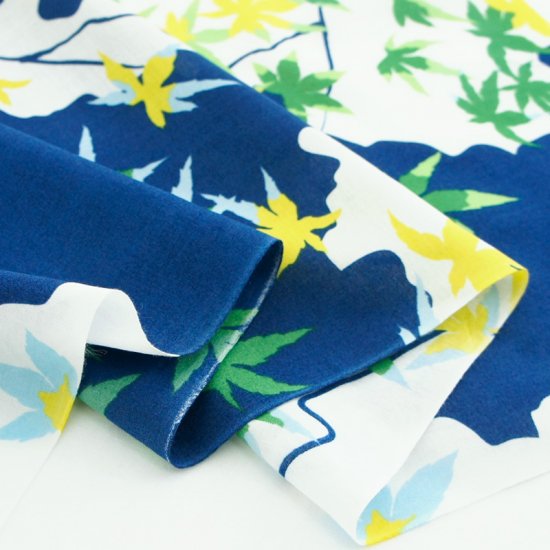 手ぬぐい総柄90cm「楓」（ネイビー/グリーン）