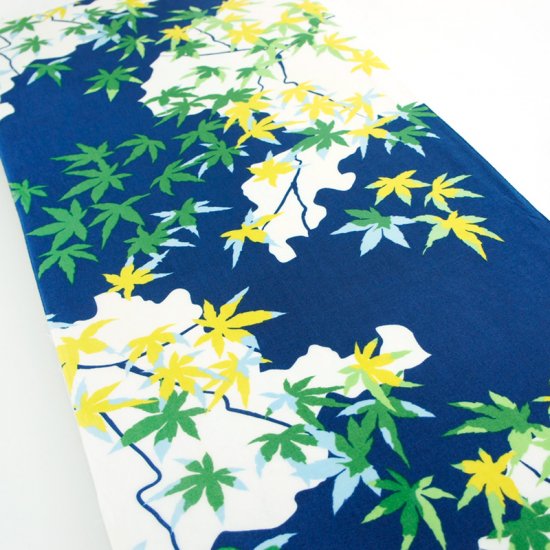 手ぬぐい総柄90cm「楓」（ネイビー/グリーン）