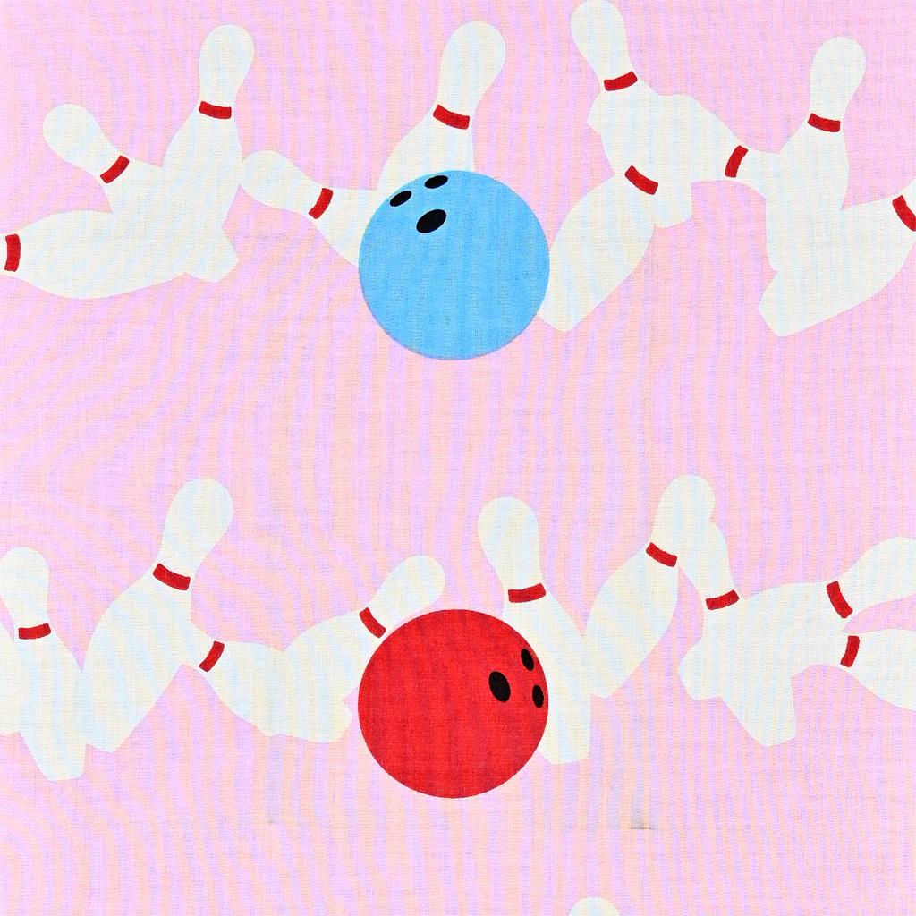 手ぬぐい総柄90cm「ボウリング」（ピンク/レッド）