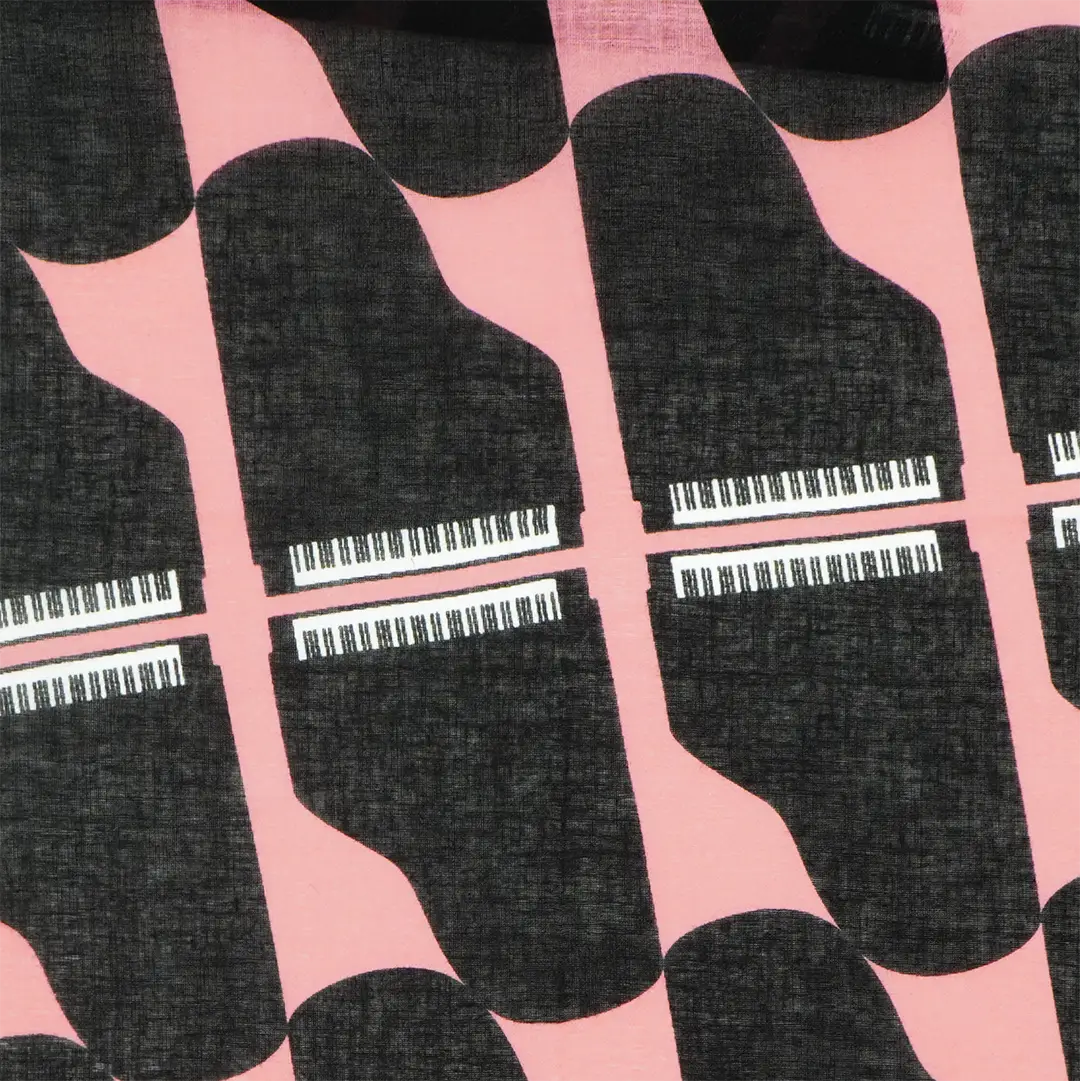 ガーゼ180cm「グランドピアノ」（ピンク/ブラック）