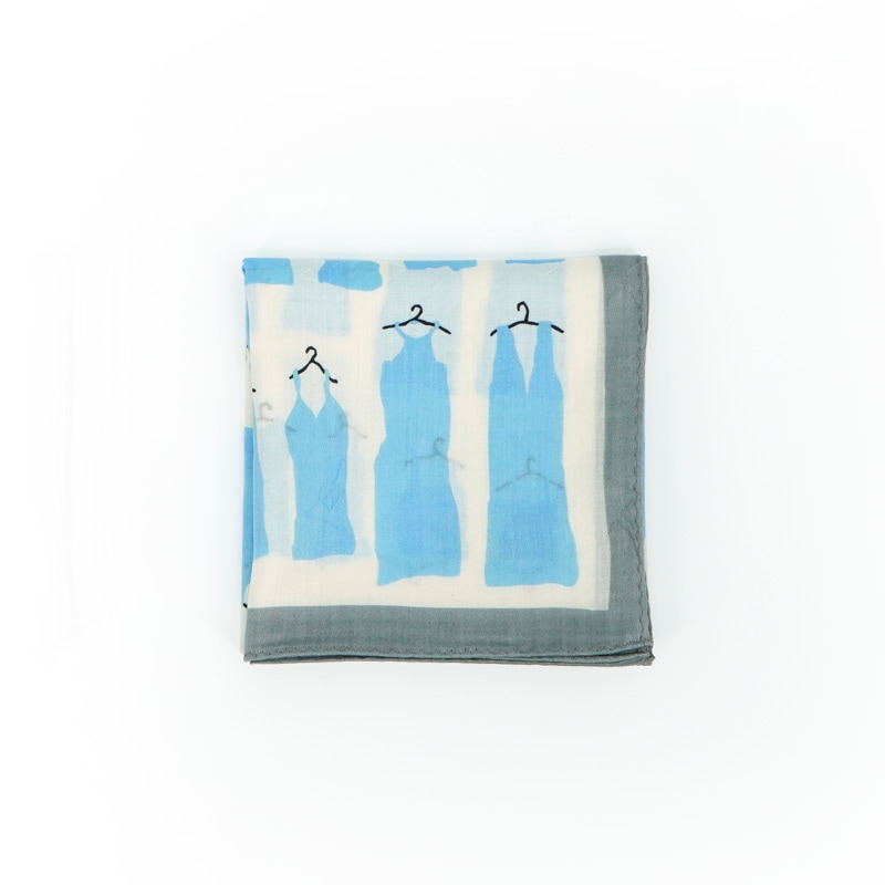 ハンカチ「ドレス」（グレー/ブルー) | てはん・ハンカチ | 永楽屋