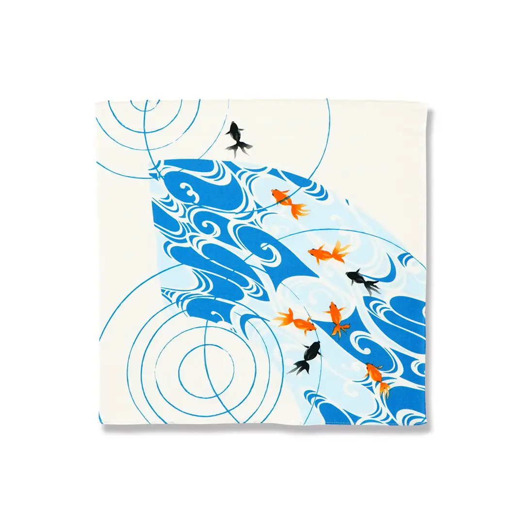 てはん「水紋金魚・オフホワイト/オレンジ」（下）