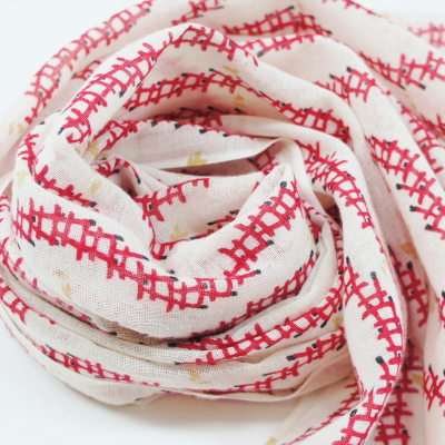 ガーゼ90cm「鳥居」（エンジ）