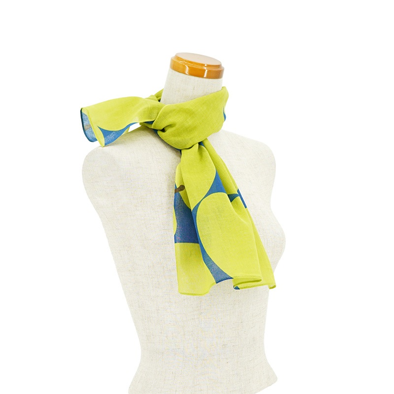 ガーゼ90cm「ビッグアップル」(ブルー/ライトグリーン)