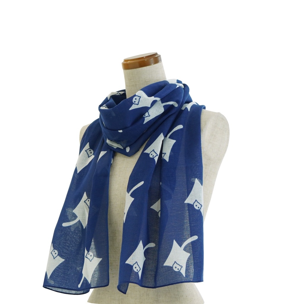 ガーゼ180㎝ 「ももんが並び」（ネイビー/ホワイト）