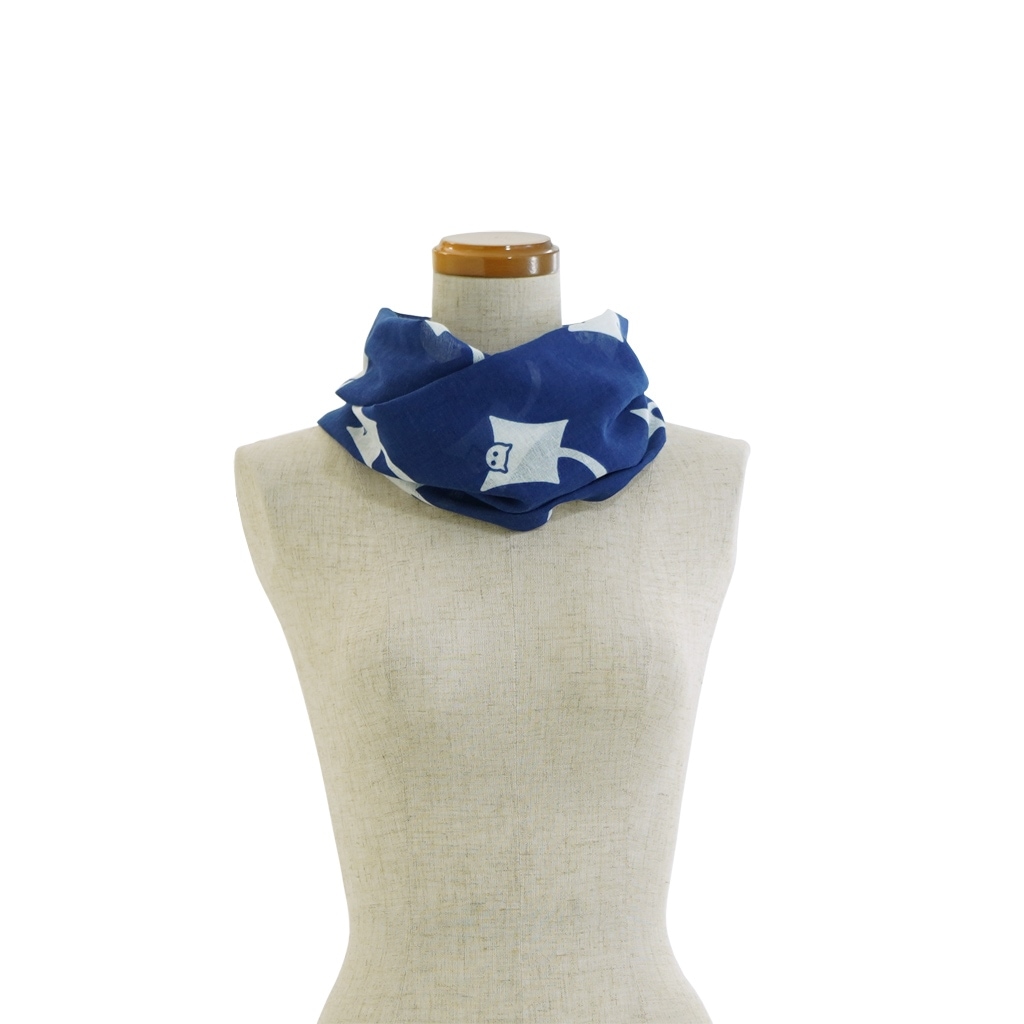 ガーゼ180㎝ 「ももんが並び」（ネイビー/ホワイト）