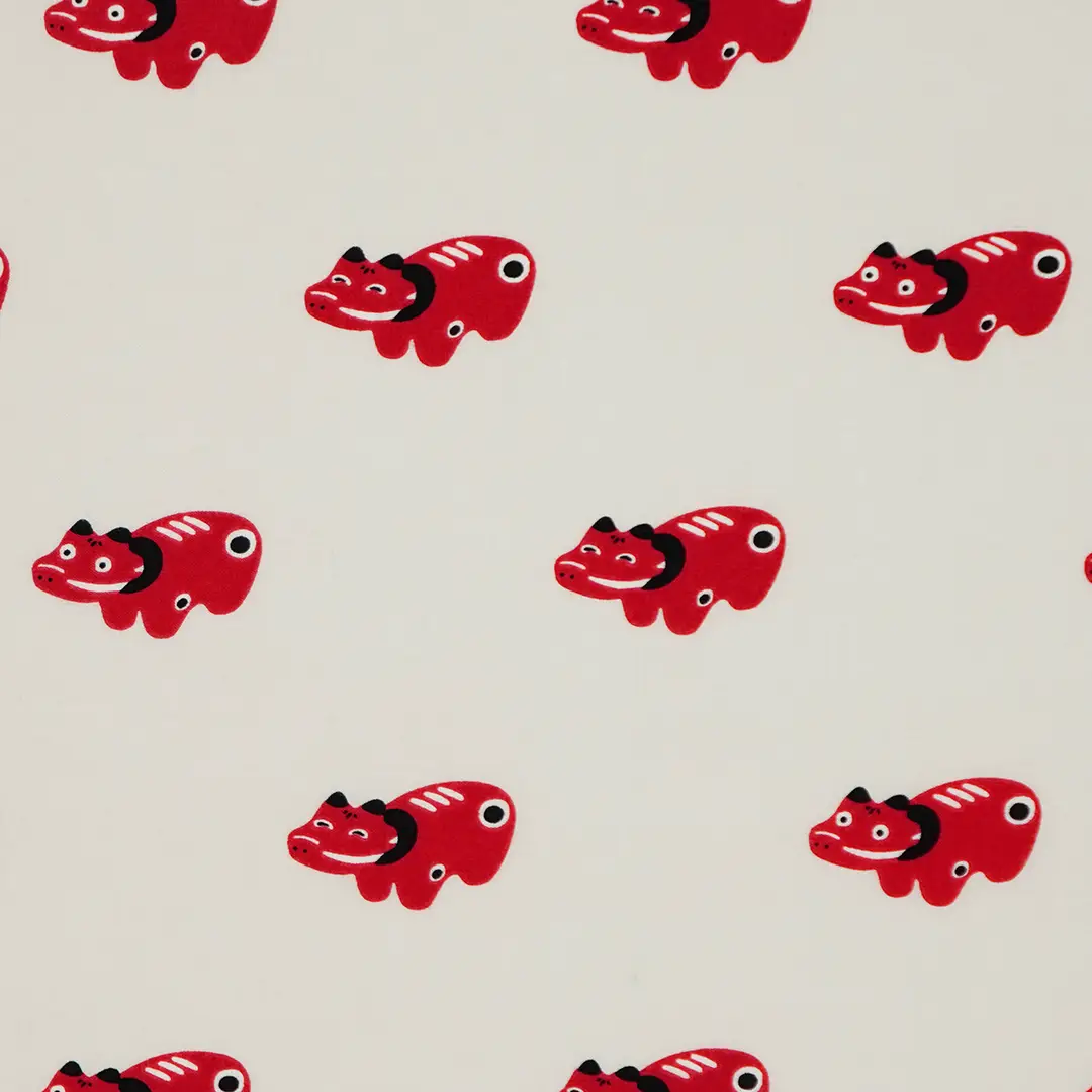 手ぬぐい総柄90㎝「赤べこ」