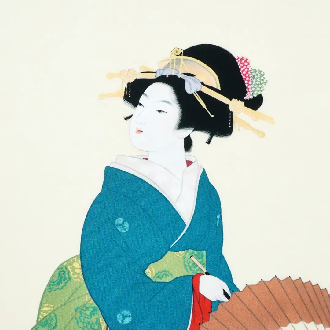 手ぬぐい 上村松園「晴れ間」（化粧箱付）