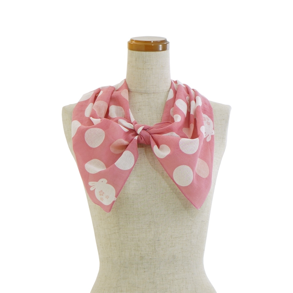 ガーゼ90㎝ 「まるうさぎ」（ピンク/ライトピンク）