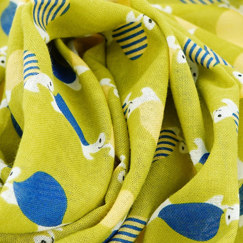 ガーゼ90cm「亀ピクニック」(グリーン/ブルー)