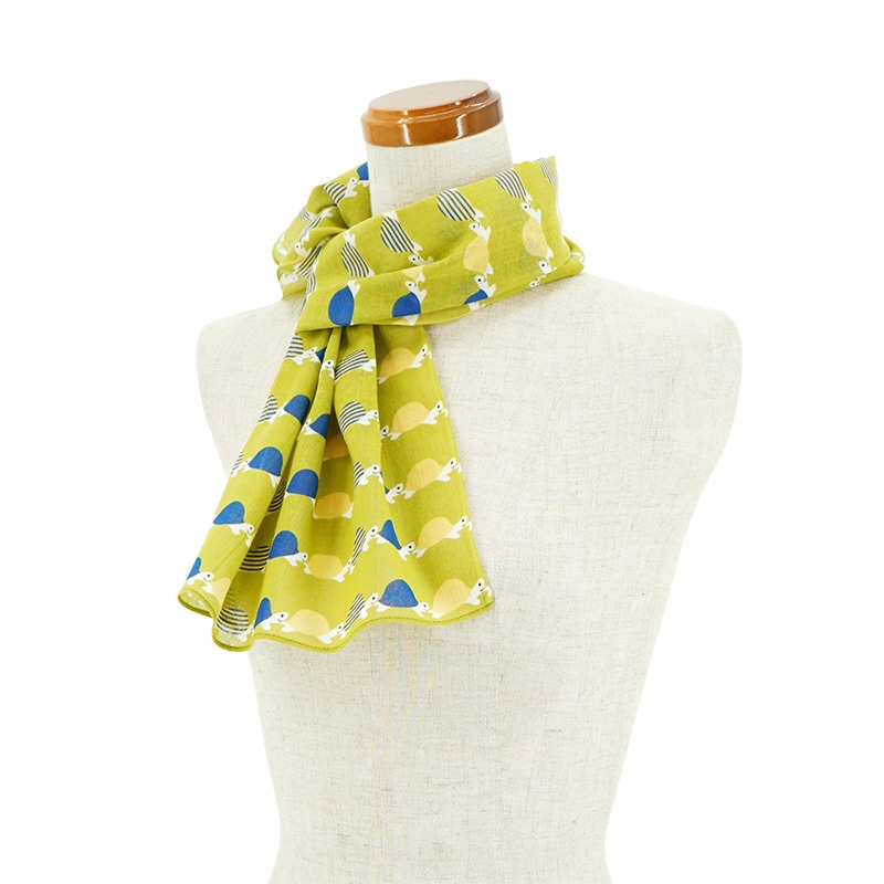 ガーゼ90cm「亀ピクニック」(グリーン/ブルー)