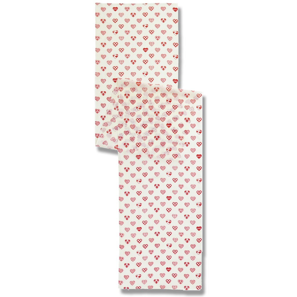 ガーゼ180cm 「ラブリ紋　縦」（ホワイト/レッド）