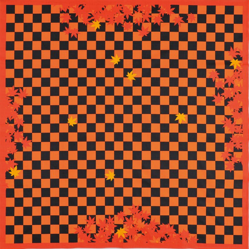 大風呂敷 「市松紅葉」（オレンジ）