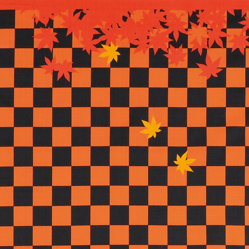大風呂敷 「市松紅葉」（オレンジ）