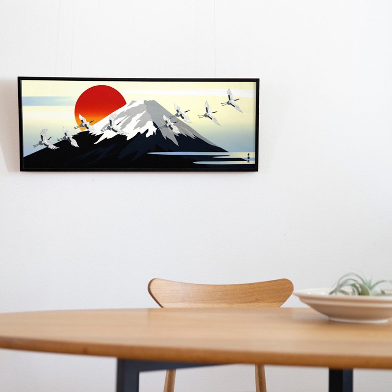 手ぬぐい「富士と鶴」