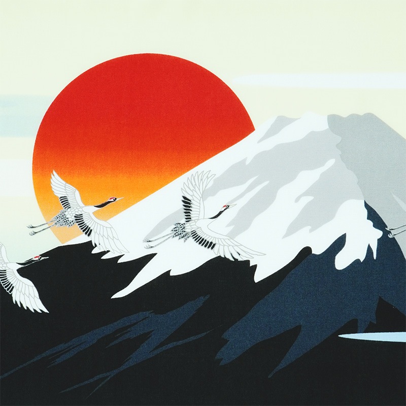 手ぬぐい「富士と鶴」