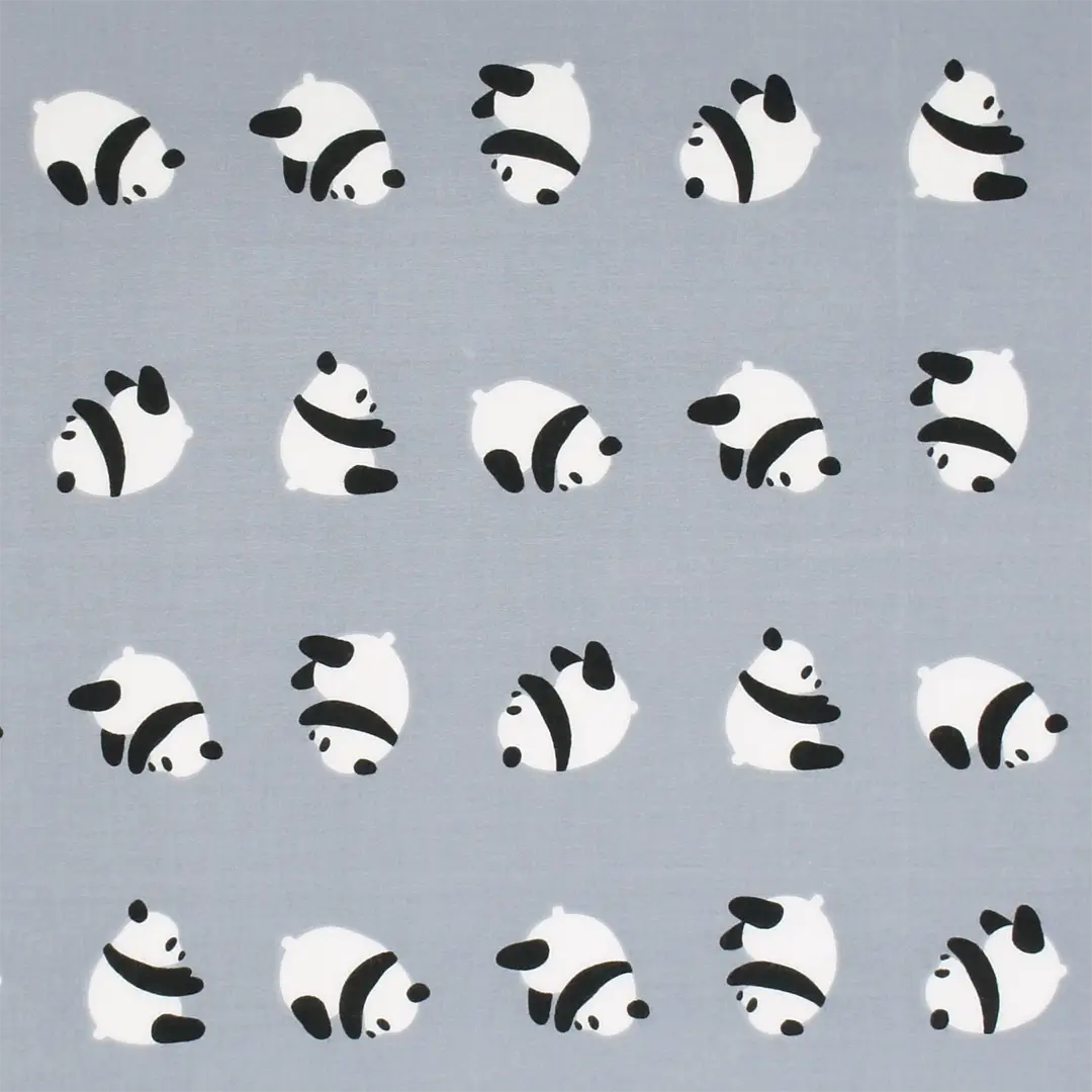 手ぬぐい総柄90㎝「パンダ」(グレー/ブラック)