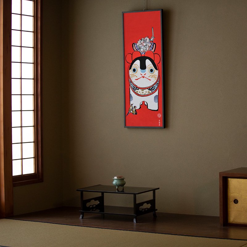 手ぬぐい「私は昔「モモタロウ」と云われてました 赤」