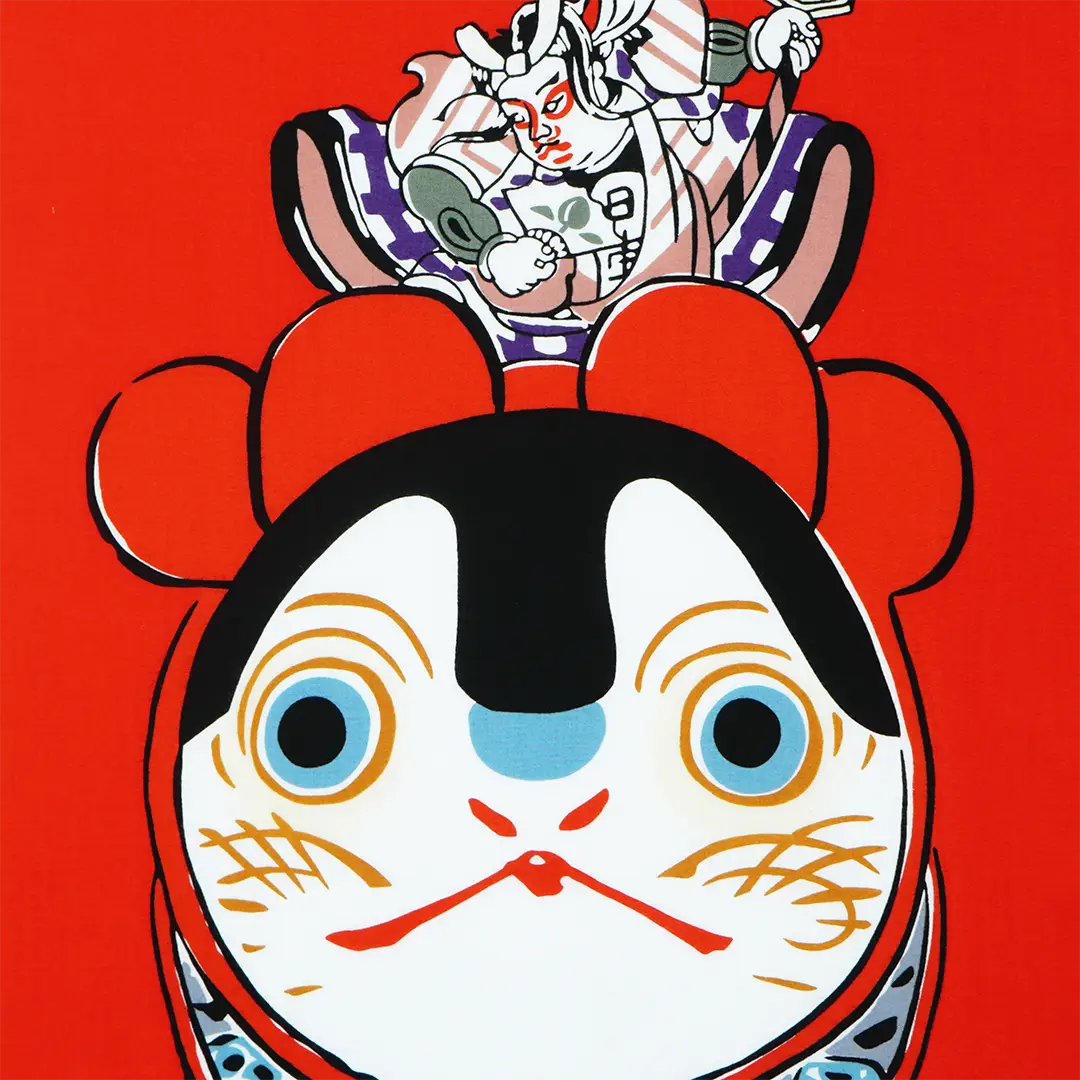 手ぬぐい「私は昔「モモタロウ」と云われてました 赤」