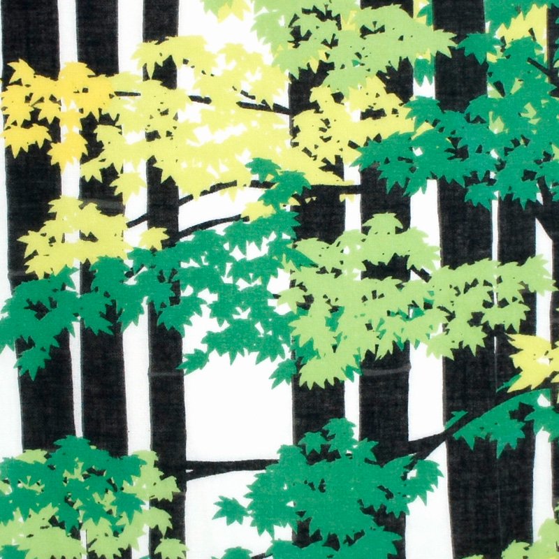 ガーゼ180㎝ 「竹林に紅葉」（ブラック/グリーン）