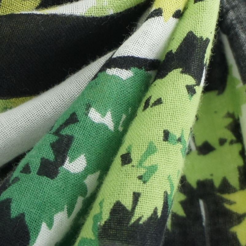 ガーゼ180㎝ 「竹林に紅葉」（ブラック/グリーン）