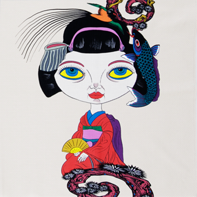 大風呂敷 「春夏秋冬の舞妓図」（化粧箱付）/田名網敬一