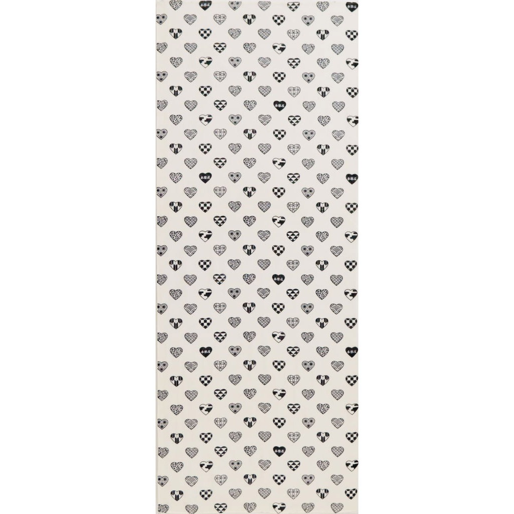 ガーゼ90cm 「ラブリ紋　縦」（ホワイト/ブラック）