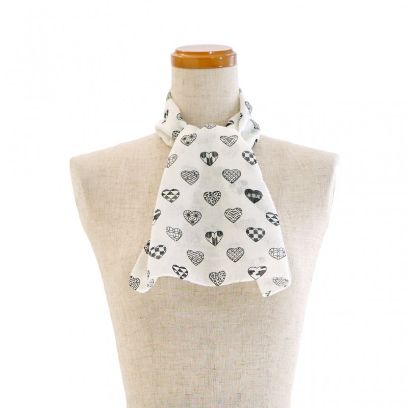 ガーゼ90cm 「ラブリ紋　縦」（ホワイト/ブラック）