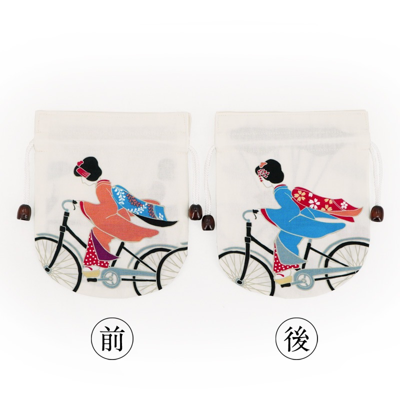 リバーシブル手ぬぐい巾着 「よーこがはりますなぁ」