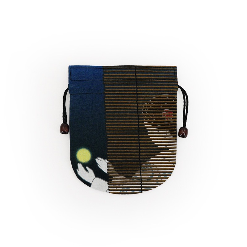 リバーシブル手ぬぐい巾着 「柳に蛍」