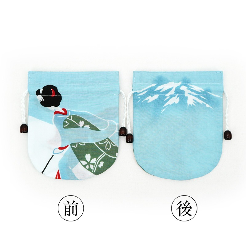 リバーシブル手ぬぐい巾着 「よーすべりますなぁ」