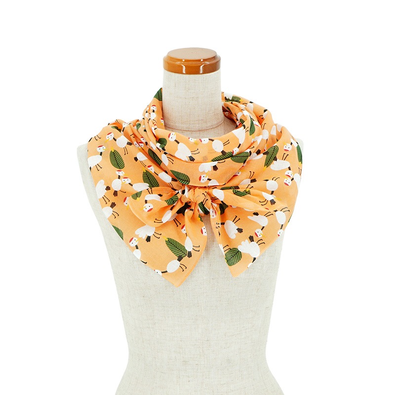 ガーゼ180cm「鶴と松」（オレンジ/レッド） | ガーゼ手ぬぐい,長さ