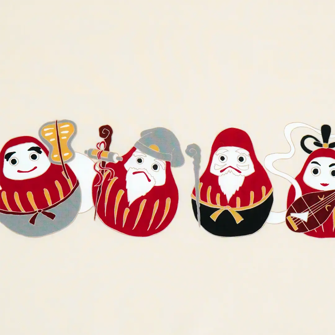 手ぬぐい「だるま七福神」