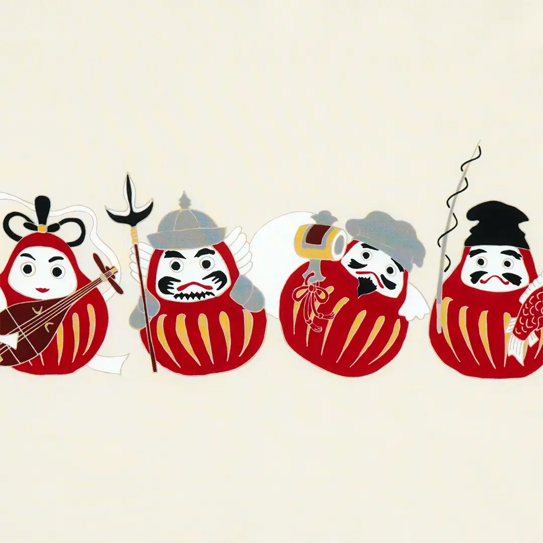手ぬぐい「だるま七福神」