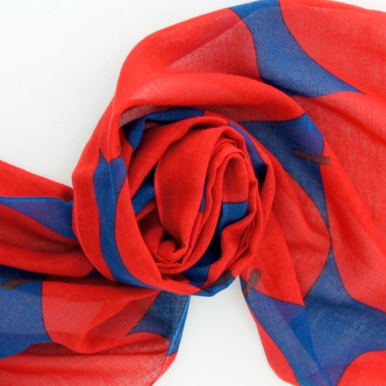 ガーゼ180cm「ビッグアップル」(ブルー/レッド)