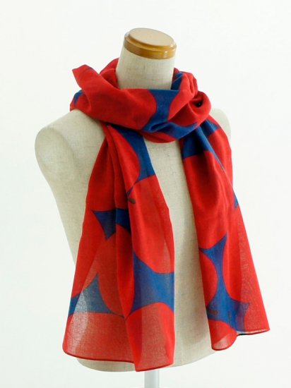 ガーゼ180cm「ビッグアップル」(ブルー/レッド)