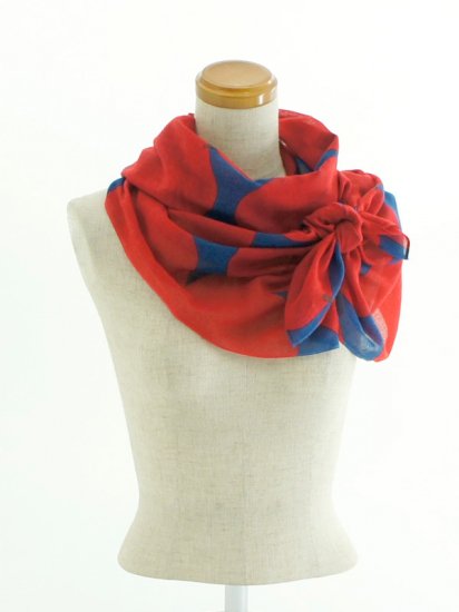 ガーゼ180cm「ビッグアップル」(ブルー/レッド)