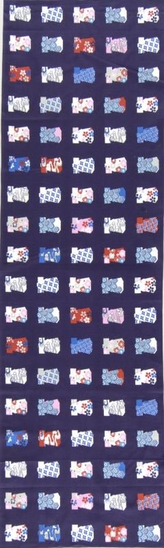 手ぬぐい総柄120㎝「KIMONO」（パープル/ブルー）