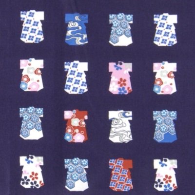 手ぬぐい総柄120㎝「KIMONO」（パープル/ブルー）