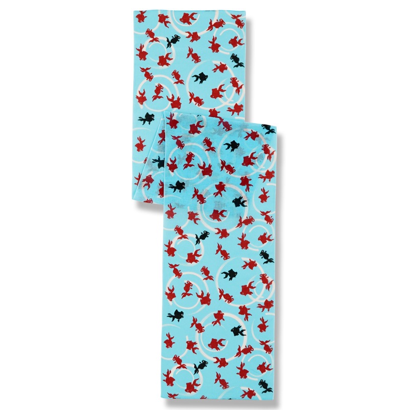 ガーゼ180cm「金魚」（ブルー）