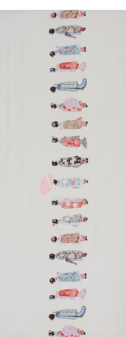 ガーゼ90㎝ 「舞妓並べ」（オフ/レッド）