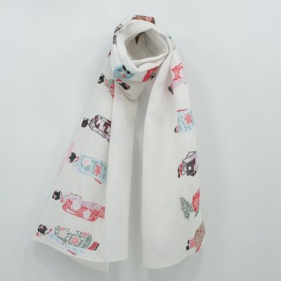 ガーゼ90㎝ 「舞妓並べ」（オフ/レッド）