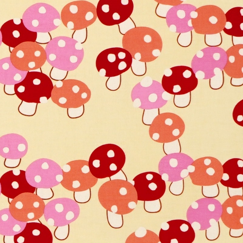 手ぬぐい総柄90cm「きのこ」（ピンク) | すべての商品 | 永楽屋