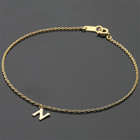 イニシャルチャームアンクレット｜K10イエローゴールド