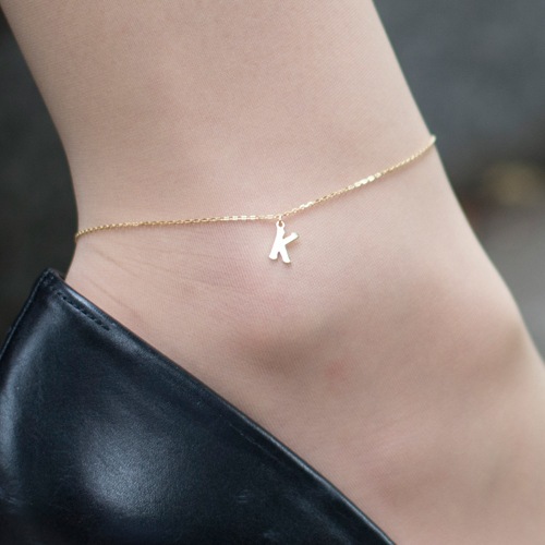 K10イエローゴールド/イニシャルチャームアンクレット【送料無料】